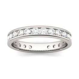 1.01 CTW DEW Round Forever One Moissanite Channel Set Eternity Band Ring 14K White Gold