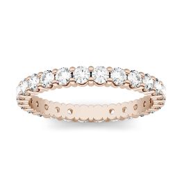 1.05 CTW DEW Round Forever One Moissanite Prong Set Eternity Band Ring 14K Rose Gold