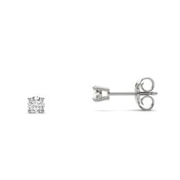 0.20 CTW DEW Round Forever One Moissanite Four Prong Solitaire Stud Earrings 14K White Gold