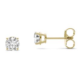 1.20 CTW DEW Round Forever One Moissanite Four Prong Solitaire Stud Earrings 14K Yellow Gold