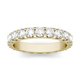 2.30 CTW DEW Round Forever One Moissanite Shared Prong Set Eternity Band Ring 14K Yellow Gold