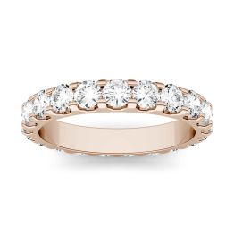 2.30 CTW DEW Round Forever One Moissanite Shared Prong Set Eternity Band Ring 14K Rose Gold