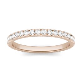0.55 CTW DEW Round Forever One Moissanite Eternity Prong Set Band Ring 14K Rose Gold