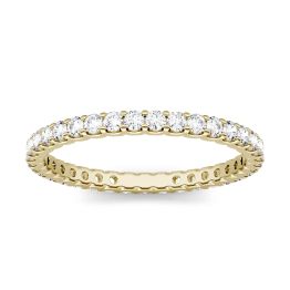 0.56 CTW DEW Round Forever One Moissanite Eternity Shared Prong Set Band Ring 14K Yellow Gold