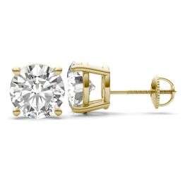 5.40 CTW DEW Round Forever One Moissanite Four Prong Screw-Back Earrings 14K Yellow Gold