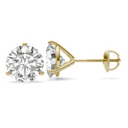 5.40 CTW DEW Round Forever One Moissanite Three Prong Martini Solitaire Stud Earrings 14K Yellow Gold