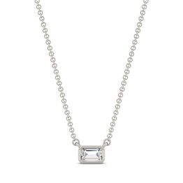 0.27 CTW DEW Emerald Forever One Moissanite East-West Bezel Necklace 14K White Gold