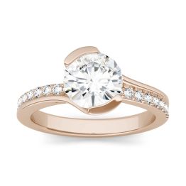 1.75 CTW DEW Round Forever One Moissanite Bypass Solitaire with Side Accents Ring 14K Rose Gold