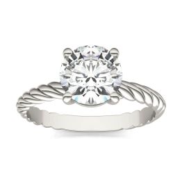 1.50 CTW DEW Round Forever One Moissanite Twist Solitaire Engagement Ring 14K White Gold