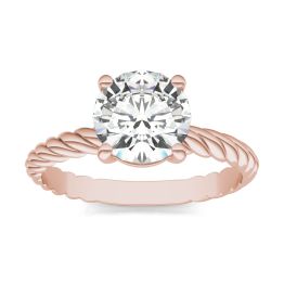 1.50 CTW DEW Round Forever One Moissanite Twist Solitaire Engagement Ring 14K Rose Gold