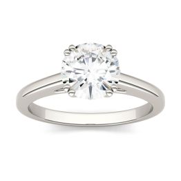 1.50 CTW DEW Round Forever One Moissanite Double Prong Solitaire Engagement Ring 14K White Gold