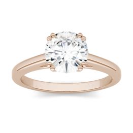 1.50 CTW DEW Round Forever One Moissanite Double Prong Solitaire Engagement Ring 14K Rose Gold
