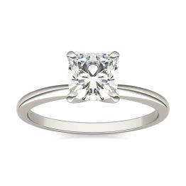 1.10 CTW DEW Cushion Forever One Moissanite Solitaire Engagement Ring 14K White Gold