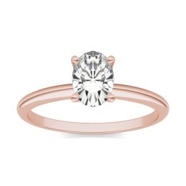 0.90 CTW DEW Oval Forever One Moissanite Solitaire Engagement Ring 14K Rose Gold