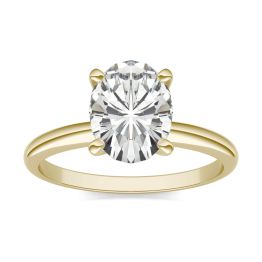 2.10 CTW DEW Oval Forever One Moissanite Solitaire Engagement Ring 14K Yellow Gold