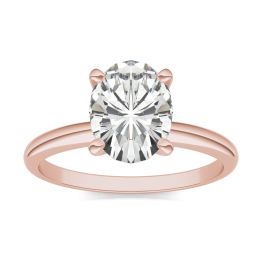 2.10 CTW DEW Oval Forever One Moissanite Solitaire Engagement Ring 14K Rose Gold