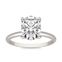 3.00 CTW DEW Oval Forever One Moissanite Solitaire Engagement Ring 14K White Gold