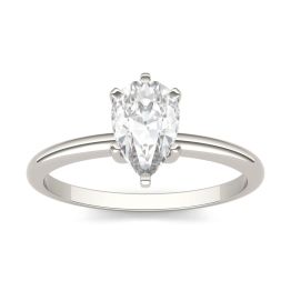0.94 CTW DEW Pear Forever One Moissanite Solitaire Engagement Ring 14K White Gold
