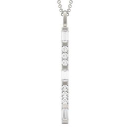 0.50 CTW DEW Straight Baguette Forever One Moissanite Linear Necklace 14K White Gold
