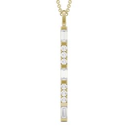 0.50 CTW DEW Straight Baguette Forever One Moissanite Linear Necklace 14K Yellow Gold
