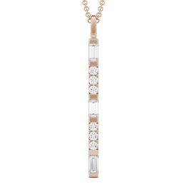 0.50 CTW DEW Straight Baguette Forever One Moissanite Linear Necklace 14K Rose Gold