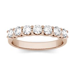 0.70 CTW DEW Round Forever One Moissanite Anniversary Band Ring 14K Rose Gold