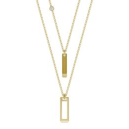 Layered Rectangle Drop Necklace 14K Yellow Gold