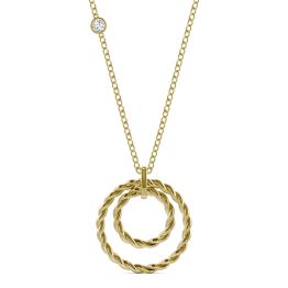 Double Rope Circle Necklace 14K Yellow Gold