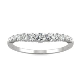 0.36 CTW DEW Round Forever One Moissanite Petite Curved Graduated Wedding Ring 14K White Gold, SIZE 7.5