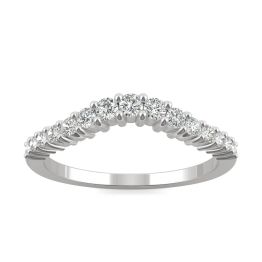 0.38 CTW DEW Round Forever One Moissanite Curved Graduated Wedding Band Ring 14K White Gold