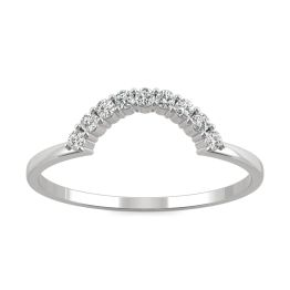0.13 CTW DEW Round Forever One Moissanite Curved Semi Circle Wedding Ring 14K White Gold
