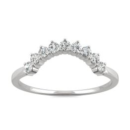 0.27 CTW DEW Round Forever One Moissanite Curved Crown Band Ring 14K White Gold