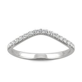 0.22 CTW DEW Round Forever One Moissanite Curved Classic Wedding Ring 14K White Gold