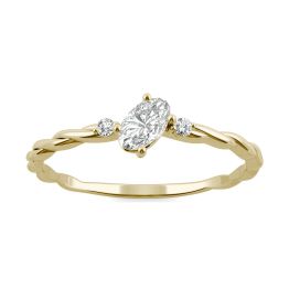 0.29 CTW DEW Oval Forever One Moissanite Twist Tilted Ring 14K Yellow Gold