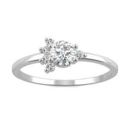 0.40 CTW DEW Round Forever One Moissanite Round Accented Ring 14K White Gold