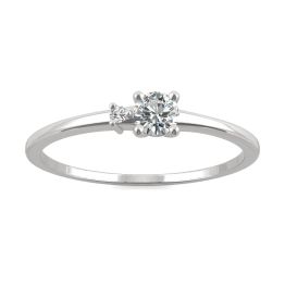 0.17 CTW DEW Round Forever One Moissanite Petite Double Round Stackable Ring 14K White Gold