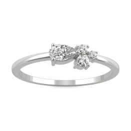 0.28 CTW DEW Pear Forever One Moissanite Cluster Pear Stacking Ring 14K White Gold