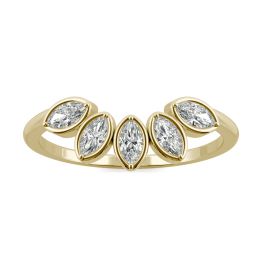 0.35 CTW DEW Marquise Forever One Moissanite Curved Petal Ring 14K Yellow Gold