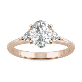 1.68 CTW DEW Oval Forever One Moissanite Oval Three Stone Ring 14K Rose Gold