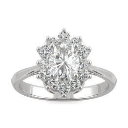 1.35 CTW DEW Oval Forever One Moissanite Signature Oval Halo Ring 14K White Gold