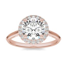 2.13 CTW DEW Round Forever One Moissanite Signature Round Halo Ring 14K Rose Gold
