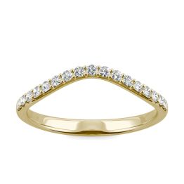 0.22 CTW DEW Round Forever One Moissanite Curved Classic Wedding Ring 14K Yellow Gold