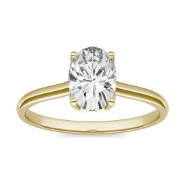 1.51 CTW DEW Oval Forever One Moissanite Signature Oval Solitaire Ring 14K Yellow Gold