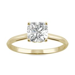1.02 CTW DEW Cushion Forever One Moissanite Signature Cushion Solitaire Ring 14K Yellow Gold