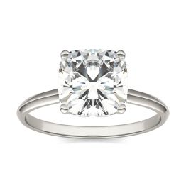 2.29 CTW DEW Cushion Forever One Moissanite Signature Cushion Solitaire Ring 14K White Gold