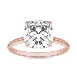 2.29 CTW DEW Cushion Forever One Moissanite Signature Cushion Solitaire Ring 14K Rose Gold