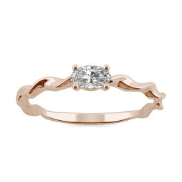 0.26 CTW DEW Oval Forever One Moissanite Oval Ribbon Stackable Ring 14K Rose Gold