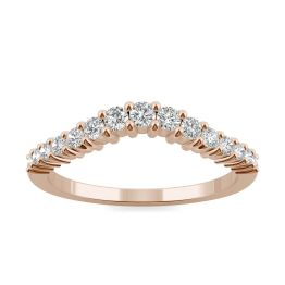 0.38 CTW DEW Round Forever One Moissanite Curved Graduated Wedding Band Ring 14K Rose Gold