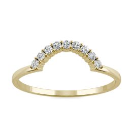 0.13 CTW DEW Round Forever One Moissanite Curved Semi Circle Wedding Ring 14K Yellow Gold