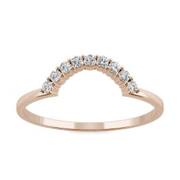0.13 CTW DEW Round Forever One Moissanite Curved Semi Circle Wedding Ring 14K Rose Gold